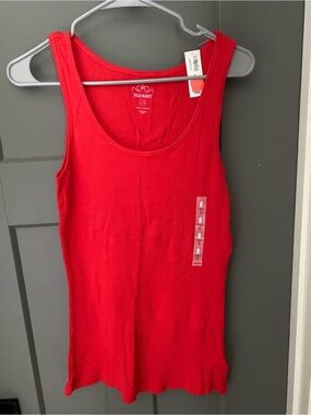 Old Navy Women's Bright Red Ribbed Scoop Tank